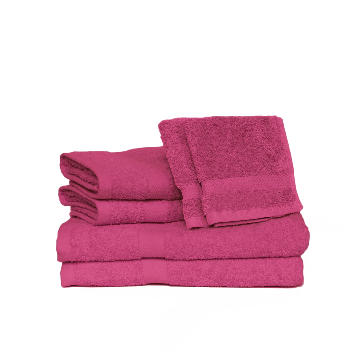 Deluxe Basics 6Piece Solid Luxury Towel Set, Fuchsia
