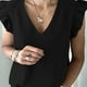 thumbnail image 5 of Blusa superior con cuello en V liso sin mangas con volantes de verano informal a la moda para mujer Pompotops  lopia998759, 5 of 9