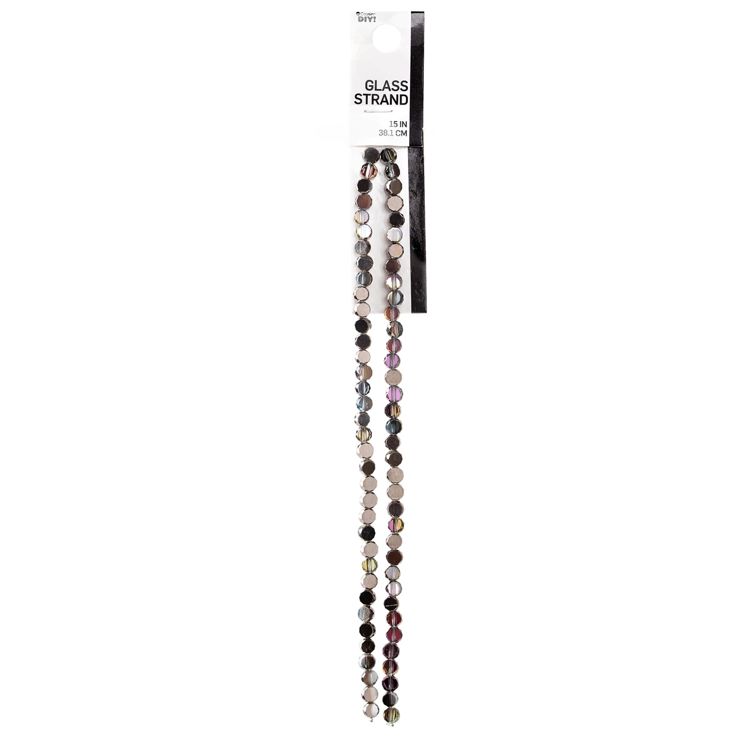 (2 pack) Cousin DIY 15 in 2-Strand Black AB Coin Beads, 5 mm, 70 Piece, Model 69995816