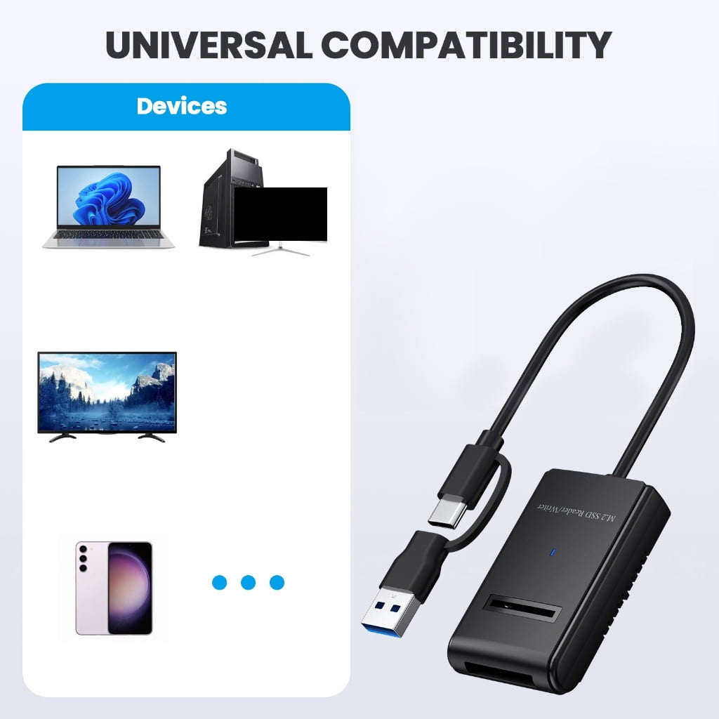 Type C 3.2 M.2 Mobile Nvme Easy Drive External M.2 Hard Drive Cable For 2230 2242 2260 2280 22110 External M.2 Drive