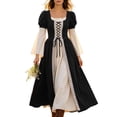 thumbnail image 2 of BRGZLK Medieval Renaissance Dress for Women 2026 Trendy Color Block Square Neck Lace Up Goth Costumes Dresses for Ren Fair Halloween Cosplay Black M, 2 of 9