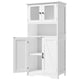 thumbnail image 1 of Blanca freestanding bathroom y sala de estar floor gabinete: bathroom gabinete con glass doors y adjustable estantes, ideal para para kitchen pantry, 1 of 8
