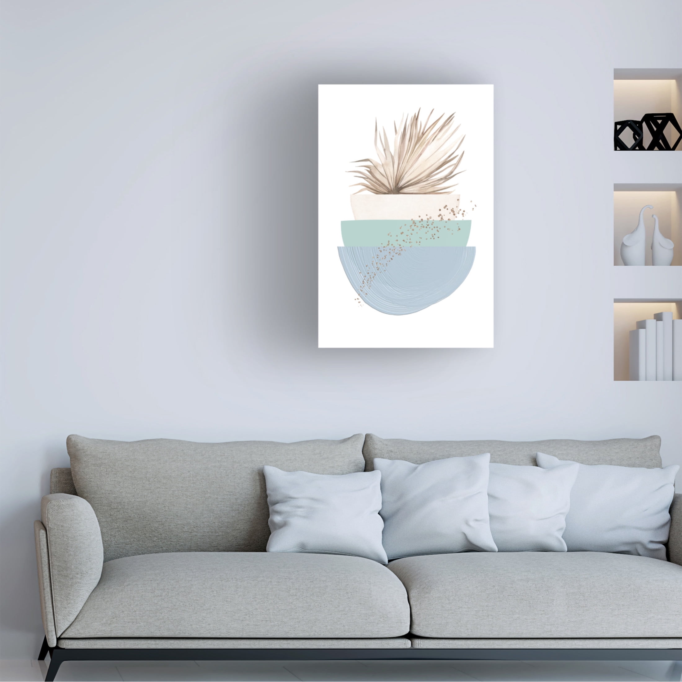 Trademark Fine Art Sally Ann Moss Blue green boho 3 Canvas Wall Art