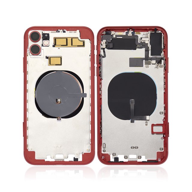 Boîtier Arrière de Remplacement avec Petits Composants Pré-Installés (Sans Couvercle Arrière) Compatible pour iPhone 11 (Rouge)
