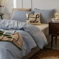 thumbnail image 4 of 100% Cotton Duvet Cover Light Blue 3 Piece Set | Ultra Soft And Easy Care Bedding Set Organic Boho Bedding Twin, 4 of 4