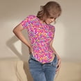 thumbnail image 3 of Saiise Beignes Colorés 1 Motif Grenouillère à Manches Courtes pour Femme Pyjama à Col Rond Justaucorps Extensible avec Fermeture à Boutons-Pression-Xx-Grand, 3 of 7