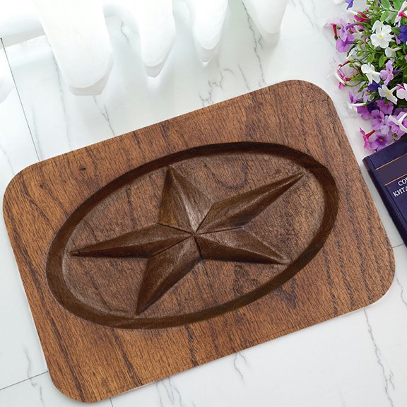 ECZJNT Lone Star Engraved In Wood Welcome Doormat Bath Mat Rug Entrance Rug Floor Mats 23.6x15.7 inch