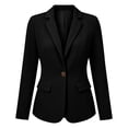 thumbnail image 5 of FAWUUDO Women's Single Breasted Suit Jacket Notched Lapel Long Sleeve Tailored Work Office Blazer Open Front Casual Cardigan Jacket with Flap Pockets Black, 5 of 7