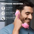 thumbnail image 3 of Retro Phone Handset, Type-C Telephone Style Landline Handle Receiver, Vintage Telephone to Landline Adapter, Connect to Cell Phones, with Answer Button, Microphone Speaker (Blue), 3 of 8