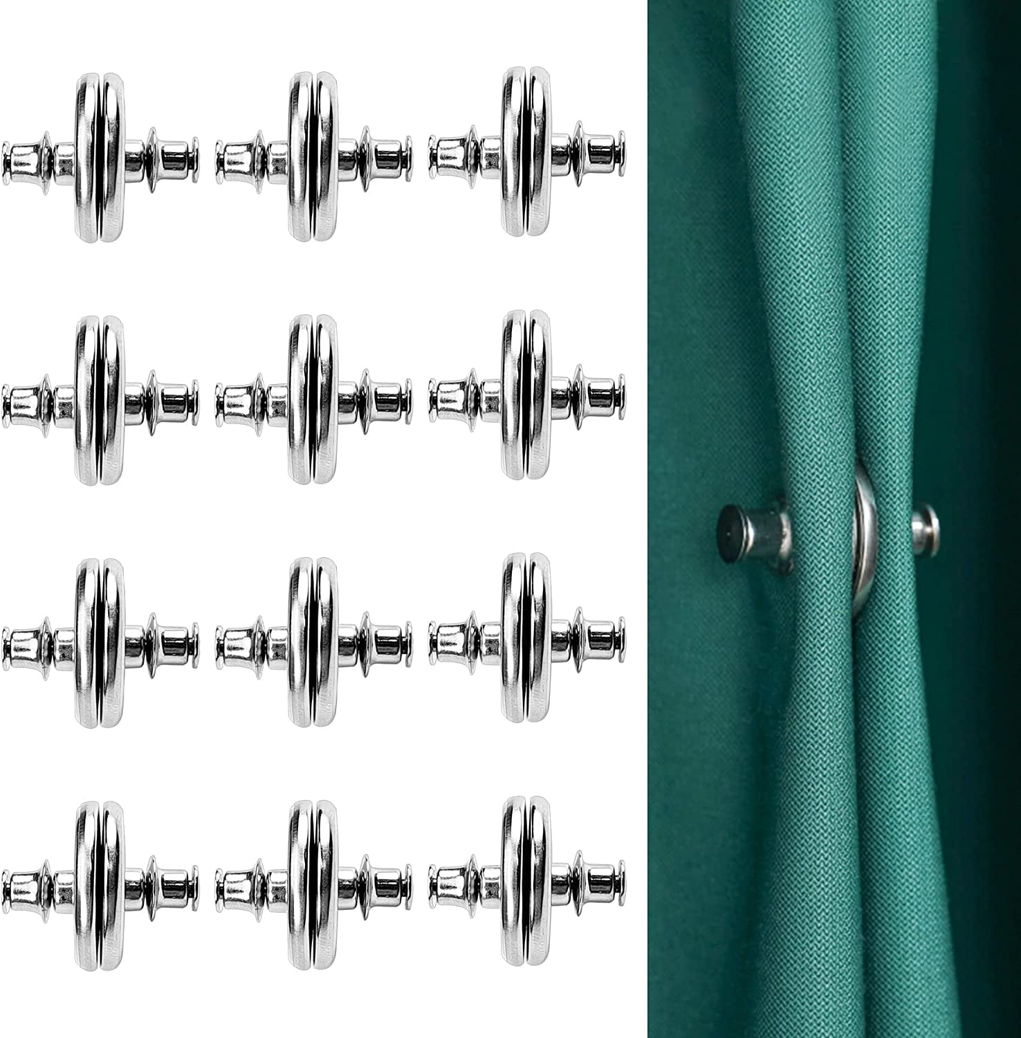 12Pcs Curtain Clips, Curtain Closure with Back Tack to