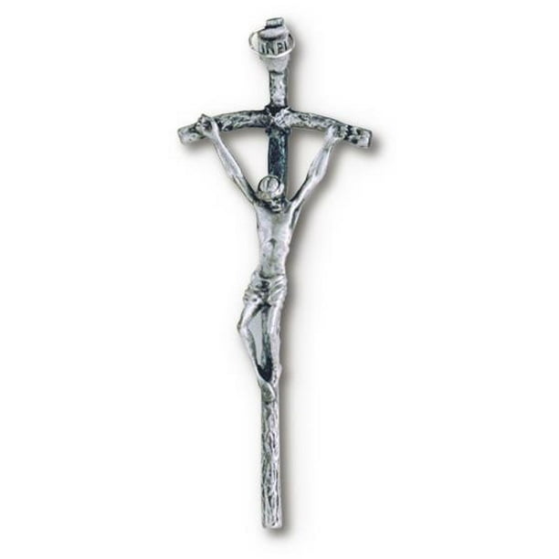 5 1/2" Papal Crucifix Silver Size 2" Metal Wall Wall