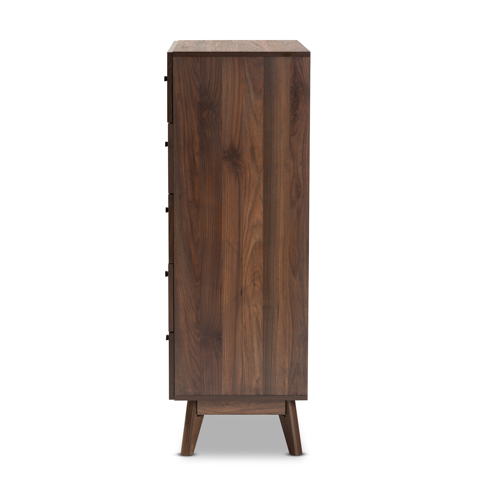 Baxton Studio Hartman Mid-Century Modern Walnut Brown Finished Wood 5-Drawer Storage Chest
