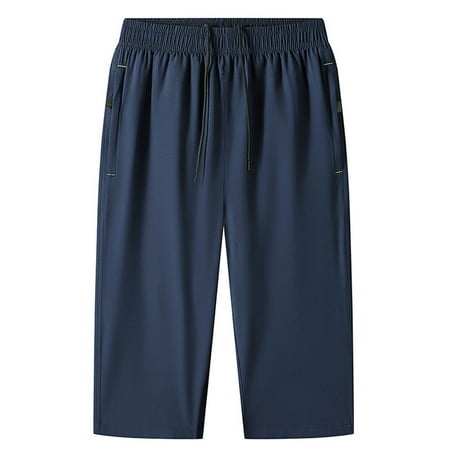 YANHAIGONG Summer Capri Joggers for Men Men s Quick Dry 3/4 Pants Capri Lightweight Hiking Shorts Men s Hiking Golf Capri Pants Stretch Below Knee Shorts Pants Travel Casual