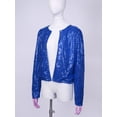 thumbnail image 5 of iiniim Women's Sequin Bolero Jacket Long Sleeve Open Front Glitter Cardigan for Cocktail Party Dress Royal Blue S, 5 of 7