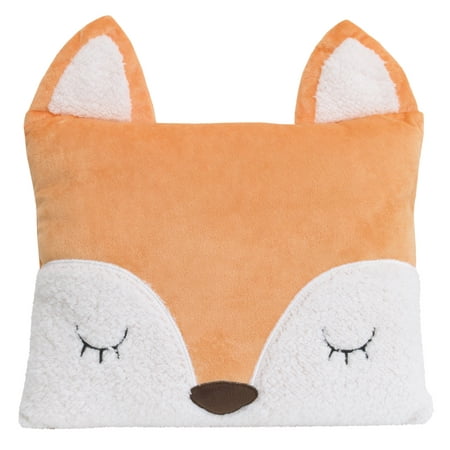 Little Love by NoJo Fox Shaped Decorative Pillow, 16" x 12" , Orange, White, Plush Pillow