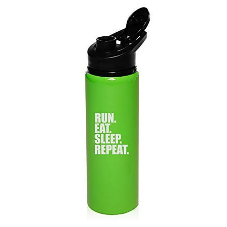 

MIP Brand 25 oz Aluminum Sports Water Travel Bottle Run Eat Sleep Repeat (Bright-Green)