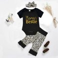 thumbnail image 2 of Utlike Girls Outfits Pants Letter Clothing Set Leopard Baby Toddler Romper Kids Bodysuit Headbands Clothing Set Regular Fit Matching Sets Size 1 Years-2 Years, 2 of 9