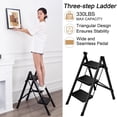 thumbnail image 2 of Koiauber 3 Step Folding Ladder 330 Lbs Capacity Portable Ladder with Anti-Slip Wide Pedals Adults Household Herringbone Ladder Step Stool, 2 of 7