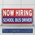 thumbnail image 3 of Now Hiring School Bus Drivers 13 oz Heavy Duty Vinyl Banner School Bus Driver Jobs Available Help Wanted Sign for Advertising Indoor/Outdoor Single-Sided with Metal Grommets (4x8 ft, Re & Wh & Bl), 3 of 6
