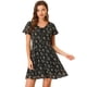 thumbnail image 1 of Vestido De Gasa Con Cuello En V Y Manga Con Volantes Florales Para Mujer Negro Floral XL, 1 of 5