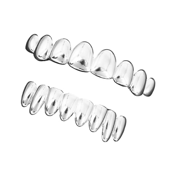 Brass Tone Dentals Grillzs Top Bottom Set Hip Hop Styles Party Accessory for Women Elegant Unisex Teeth Decorations