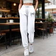 thumbnail image 2 of Womens Sweatpants Bow Print Straight Leg Pants Loose Fit Drawstring High Waist Sweatpants Casual White XXL, 2 of 4