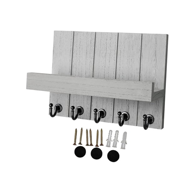 Perchero de madera decorativo multiusos rústico para colgar llaves de pared Gris