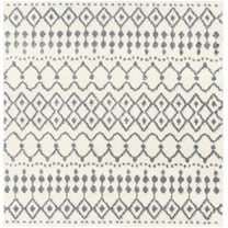 Mark&Day Area Rugs, 7x7 Occitanie Global Shag White Square Area Rug, White Carpet for Living Room, Bedroom or Kitchen (6'7" Square)