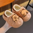 thumbnail image 2 of Cozy Winter Slippers For Boys With Durable Outdoor Sole Soft Lined Indoor Comfort Capybara Character Design Footwear Coffee,36, 2 of 6