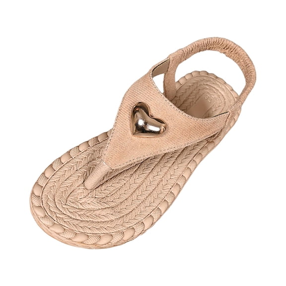 Womens Toe Ring Flat Sandals Comfortable Flip Flops T Strap Footbed Sandals Ankle Strap Summer Beach Shoes