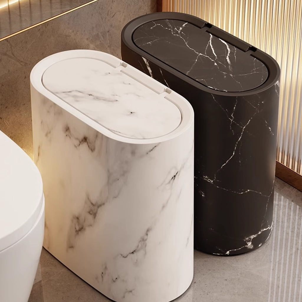 WINDLAND Space Saving Garbage Bin Bathroom Waste Container Leakproof Lid Small Trash Can