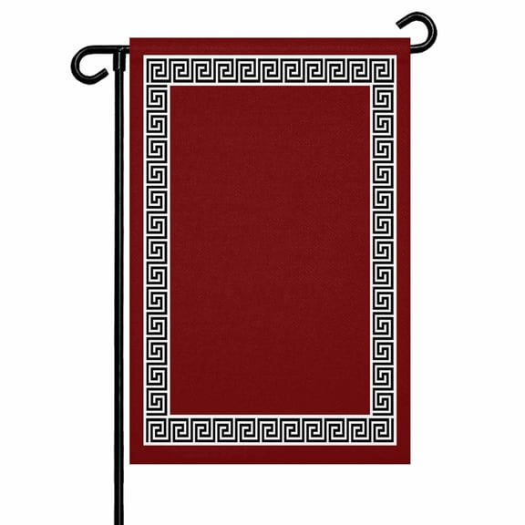 Garden Flag Double-Side Printed House Flag Geometric Greek Key Design Yard Flag Red Welcome Banner Decor Outdoor Holiday Decorations 12*18in