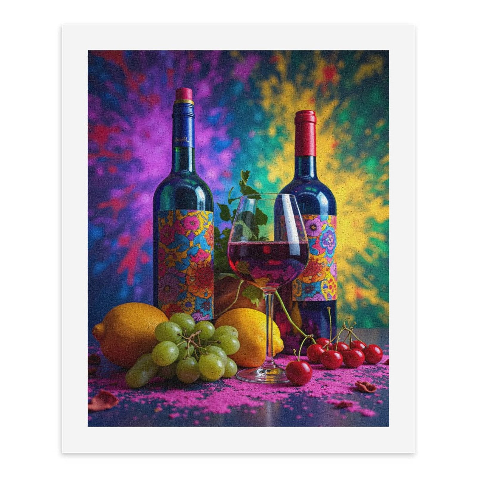 Paint By Numbers Kit for Adults Beginner - DIY Wine Bottles Fruit Colorful Setting Canvas Painting Kits for Adults, Frameless Paint By Number for Adults for Home Wall Decor 16x20 Inch