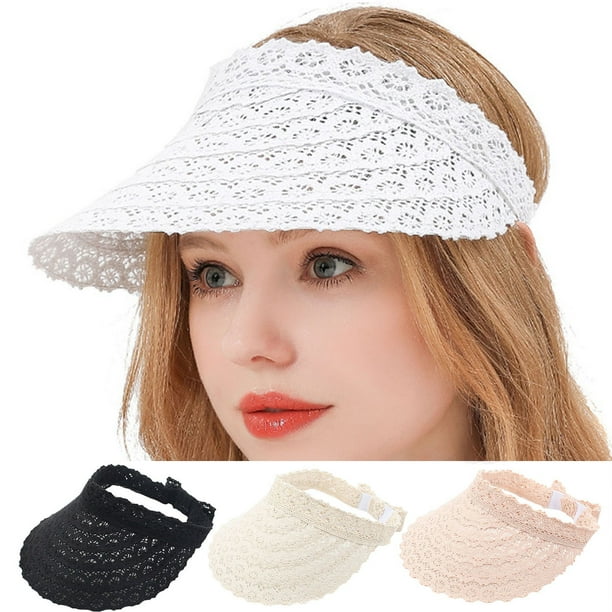 Travelwant Straw Visor Hats for Women, Foldable Wide Brim Rollup Beach Ponytail Hats Sun