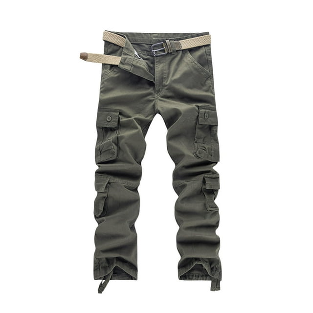 WEAIXIMIUNG Mens Cargo Work Pants Men's Pocket Overalls Long Pants Thick Pants Loose Wear Solid Color Pants