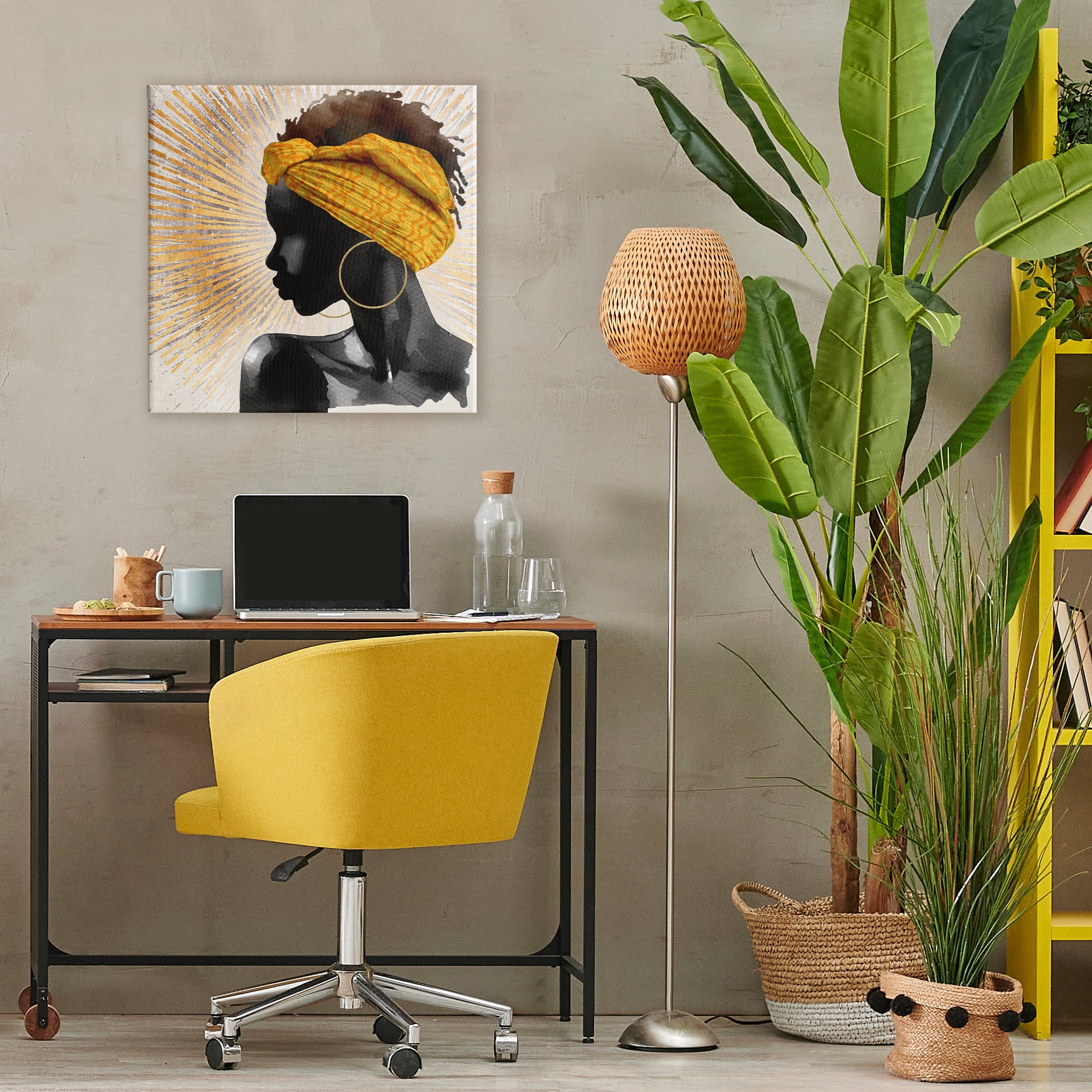 Stupell Industries Golden Sunburst Profile with Headwrap Canvas Wall Art, design by CAD Designs