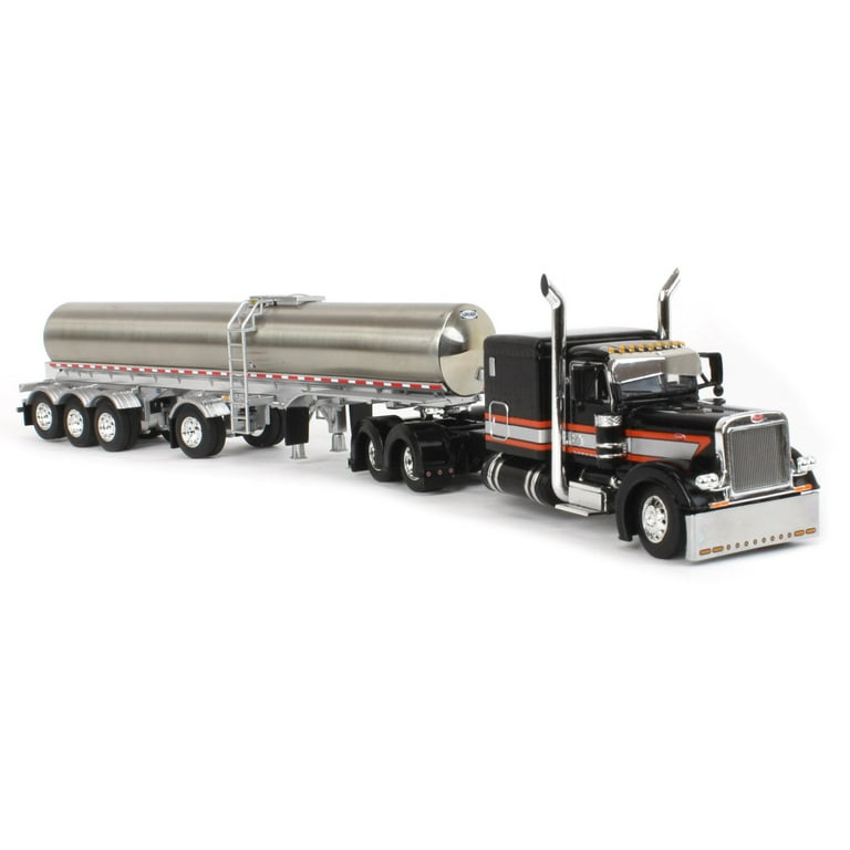1/64 Black Peterbilt 379 w/ Quad-Axle Walker Milk Tanker