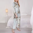 thumbnail image 3 of Honeii White Reindeer Portrait Print Women's Pajama Sets Long Sleeve Button Down Sleepwear Nightwear Soft Pjs Lounge Sets 2PCS-Medium, 3 of 7