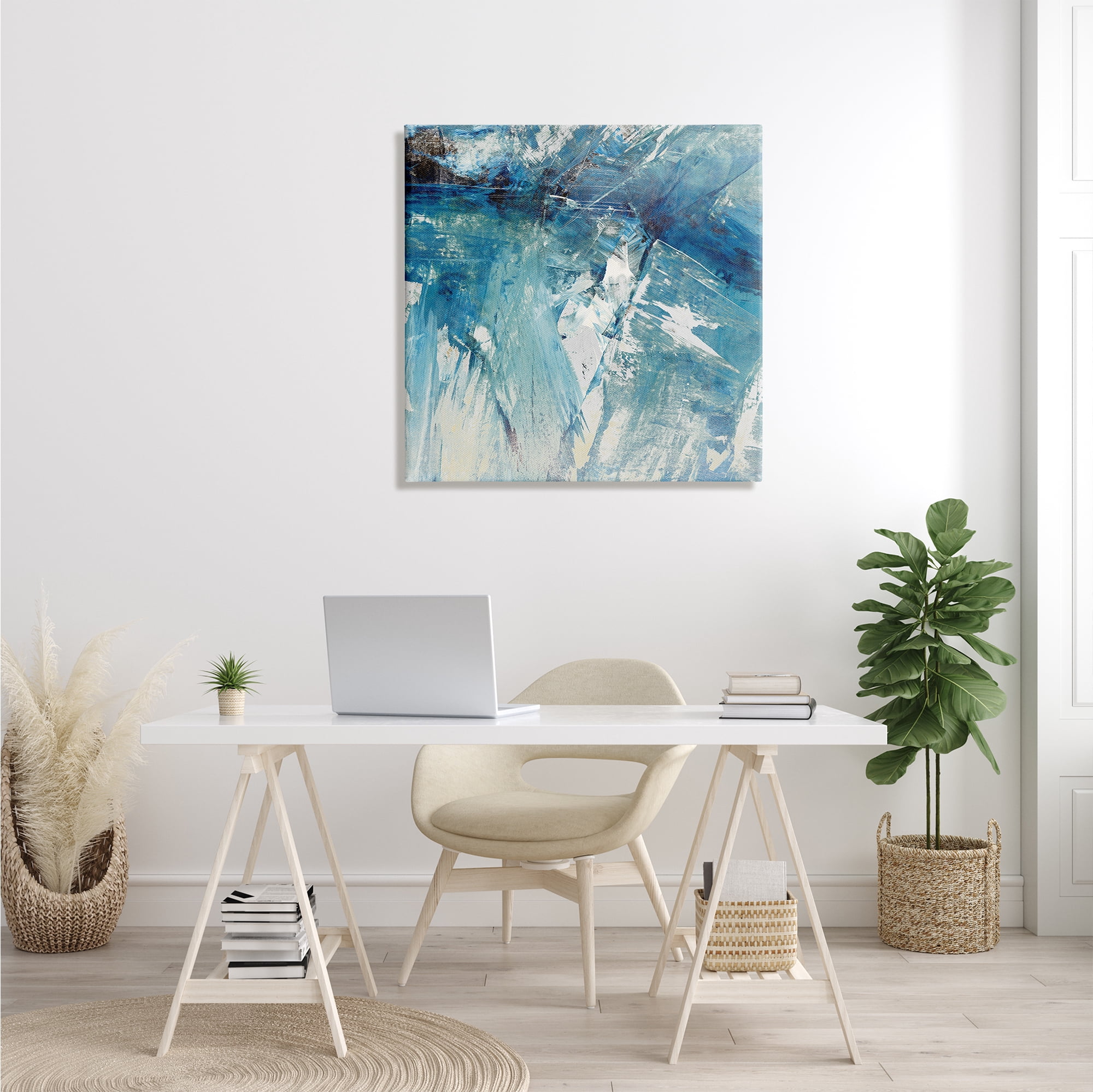 Stupell Industries Abstract Blue Paint Chaos Bold Rigid Movement Paintings Gallery-Wrapped Canvas Print Wall Art, 30x30, by Sarah Stockstill