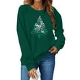 thumbnail image 3 of GUZOM Womens Green Christmas Sweatshirt, 100% Polyester Crewneck Long Sleeve with Bow Christmas Tree & Merry Christmas Print, Loose Casual Holiday Top,Size S, 3 of 8