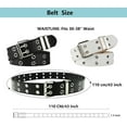 thumbnail image 2 of Black Belt Women, White Double Grommet Leather Belt for Women Men Jeans Belts, 2 of 6