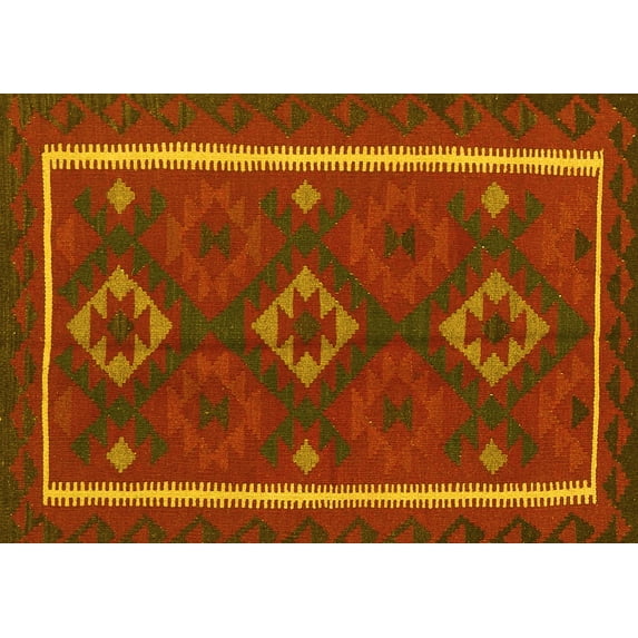 Ahgly Company Indoor Rectangle Oriental Yellow Traditional Area Rugs, 4' x 6'