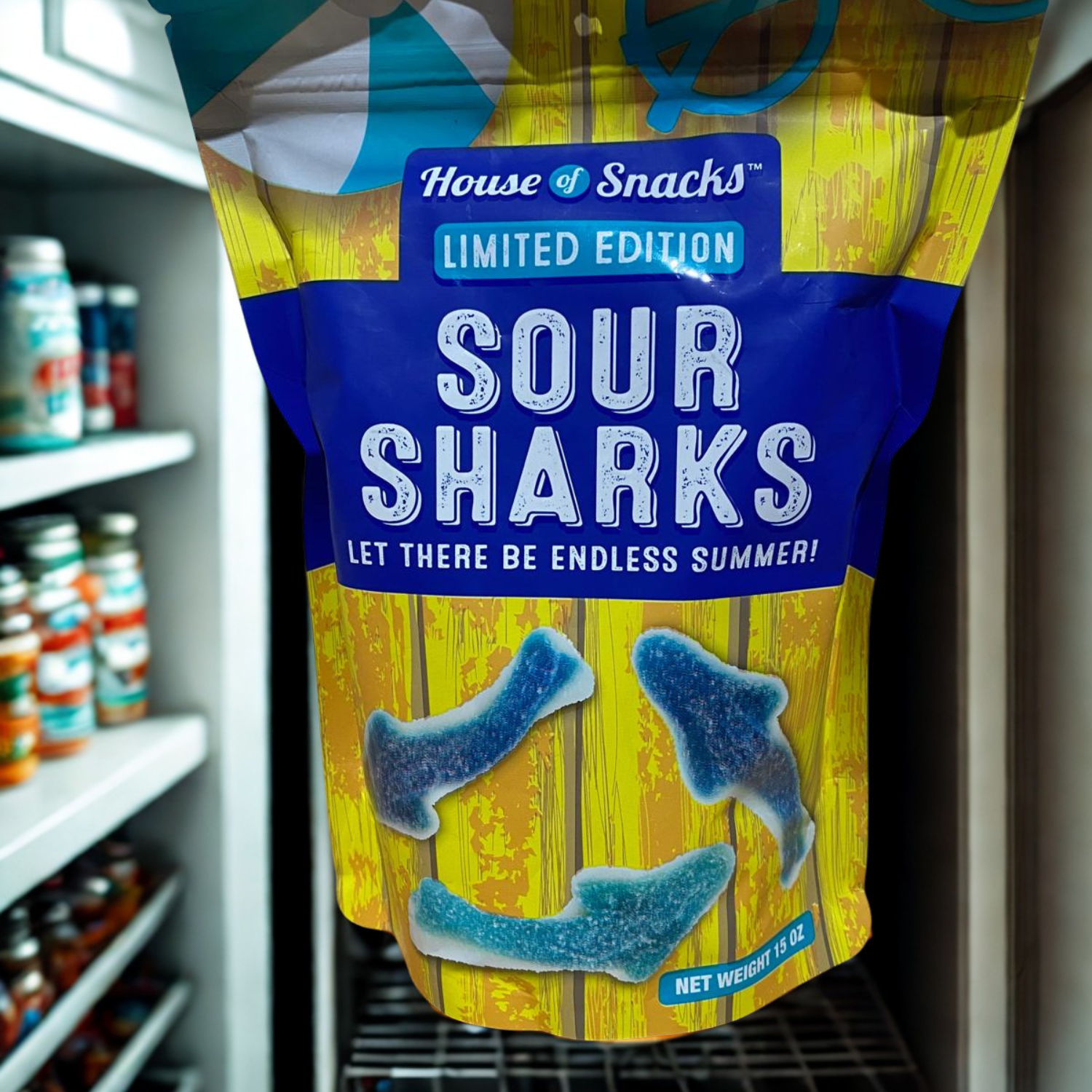 House of Snacks Sour Sharks Candy Limited Edition 15 oz Blue Gummy Candy Sour Gummies