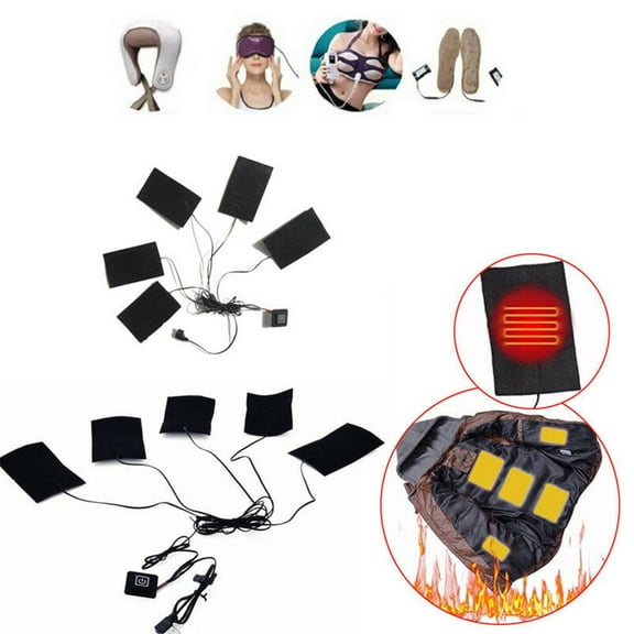 5in1 USB Heated Thermal Warmer Jacket Vest with Body Pad Heating Appliance for Indoor Outdoor Use