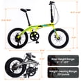 thumbnail image 6 of 20" Aluminium Alloy Frame 8 Speed Folding Bike with Shifter and Rear Derailleur, City Bicycle with Anti-Slip and Wear-Resistant Tyre, Disc Brake for Highway Muddy Road Mountain Path, Bright Yellow, 6 of 6