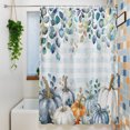 thumbnail image 3 of Blue Thanksgiving Pumpkin Waterproof Shower Curtain, 72"x72" Washable Polyester Fabric Shower Curtains for Bathroom, Fall Eucalyptus Leaves Plaid Decorative Bathtub Curtain Sets with Hooks, 3 of 9