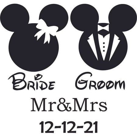 Wedding Minnie And Mickey Disney Customized Wall Decal Custom