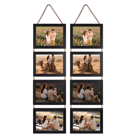 5x7 Picture Frames Collage Set of 2, Black 8 Opening Horizontal Frame for Wall Decor