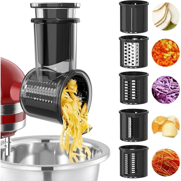 5-Blade Slicer/Shredder Attachment for KitchenAid Mixers, Stainless Steel, Veggie & Cheese Grater