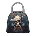 thumbnail image 1 of Disketp Vintage Leaf Flower Skull Bolsa Térmica para Almuerzo, Lonchera con Abertura Amplia y Gran Capacidad, Organizador Reutilizable para Mujeres, Hombres y Adultos, 1 of 6